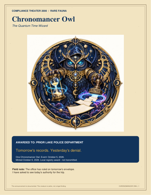 Cover of Chronomancer Owl - The Quantum Time Wizard